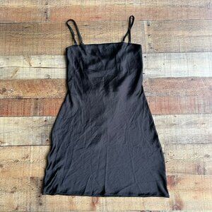 Princess Polly Sleek Black Spaghetti Strap Lace Up Back Mini Dress Size 6